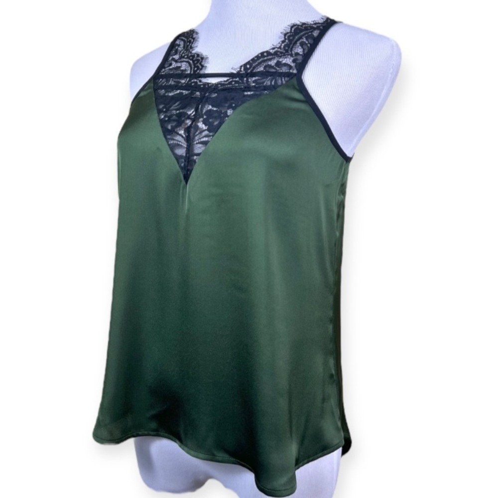 Express Lace Trim Cami Tank Top Olive Green